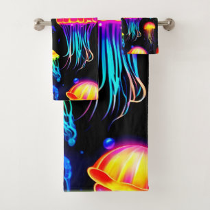 Neon Jellyfish Dreamscape Bath Towel Set