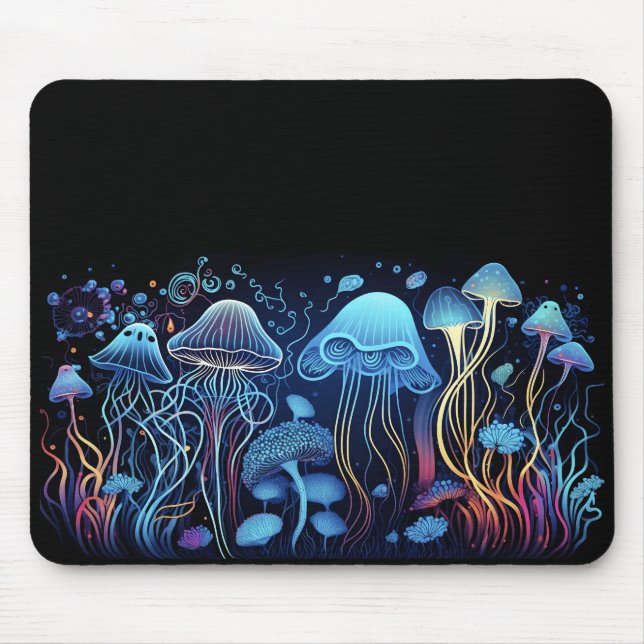 Neon Jellyfish Mouse Pad (Front)