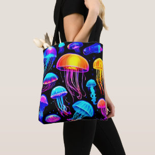 Neon Jellyfish Tote Bag