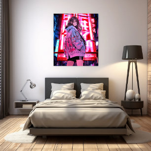 Neon JK Art Panel Sushi Musume Art Panel Generat Canvas Print
