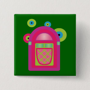 Neon Jukebox 15 Cm Square Badge