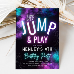 Neon Jump Invitation   Trampoline Party