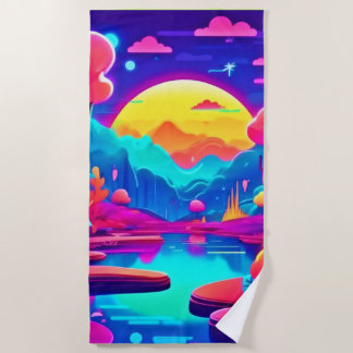 Neon Jungle Dream Art Beach Towel