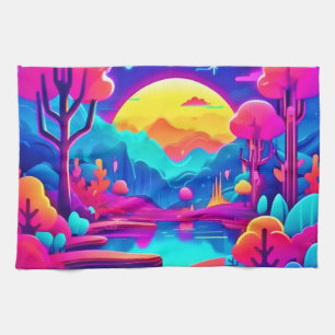 Neon Jungle Dream Art Tea Towel