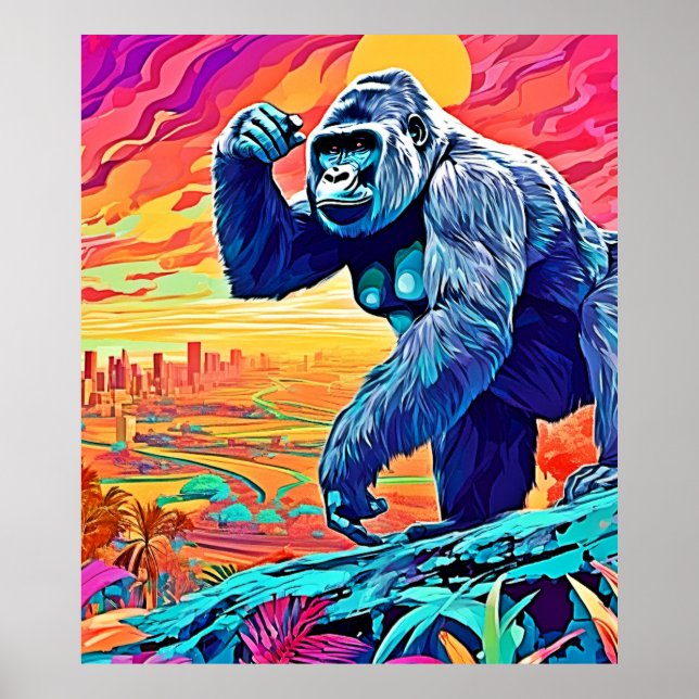 Neon Jungle Gorilla Urban Fantasy Poster (Front)