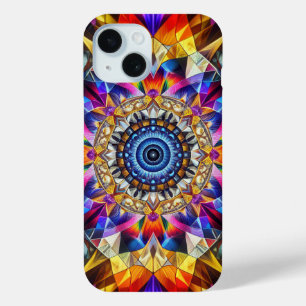 Neon Kaleidoscope Design iPhone 15 Case