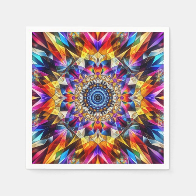 Neon Kaleidoscope Design Napkin (Front)