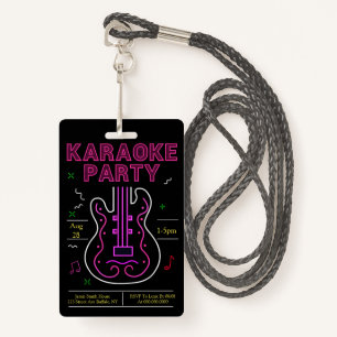 Neon Karaoke Party ID Badge