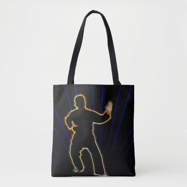 Neon karate man on tote bag (Front)