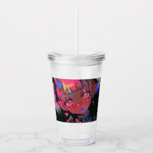 Neon Kawaii Demon Girl Pastel Goth Acrylic Tumbler