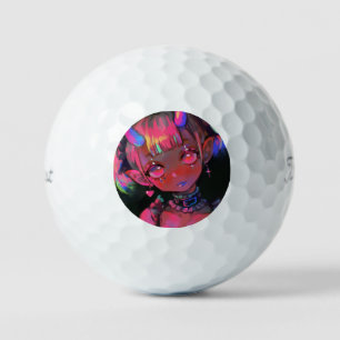 Neon Kawaii Demon Girl Pastel Goth Golf Balls
