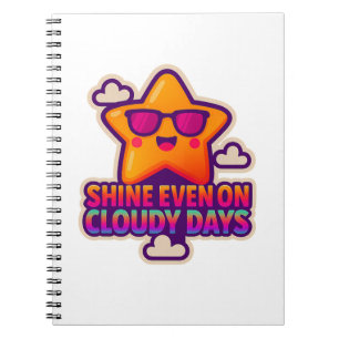 Neon Kawaii Star – “Shine Even on Cloudy Days” Notebook