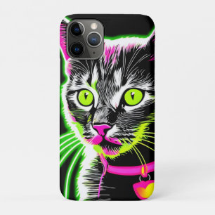 Neon Kitty Feline Art iPhone 11 Pro Case