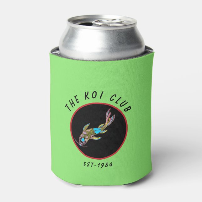 Neon Koi Green Personalised Insulated Can Cooler (Can Front)