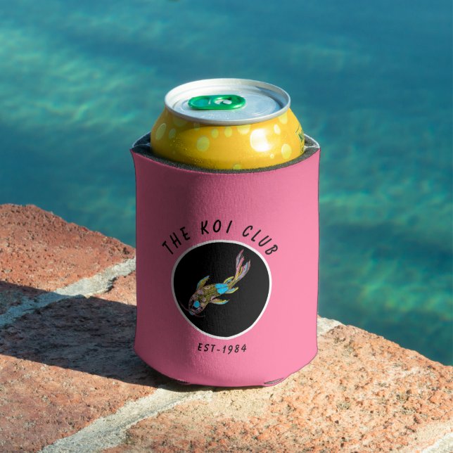 Neon Koi Pink Personalised Insulated Can Cooler (In Situ Pool)