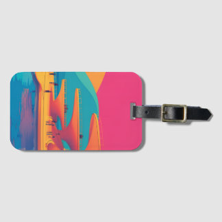 neon lagoon sunset neon futurist park floating pla luggage tag