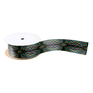 Neon Laser Light Psychedelic Abstract Satin Ribbon