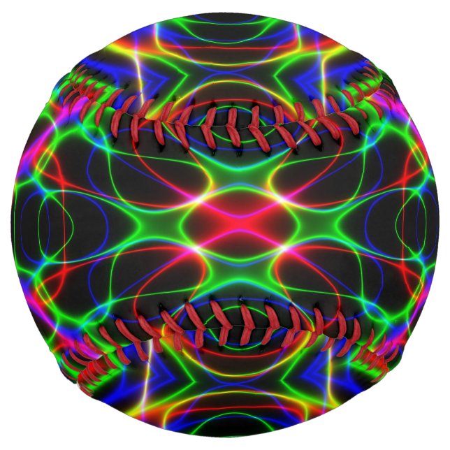 Neon Laser Light Psychedelic Abstract Softball (Front)