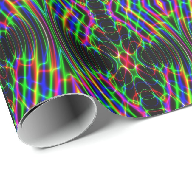 Neon Laser Light Psychedelic Abstract Wrapping Paper (Roll Corner)