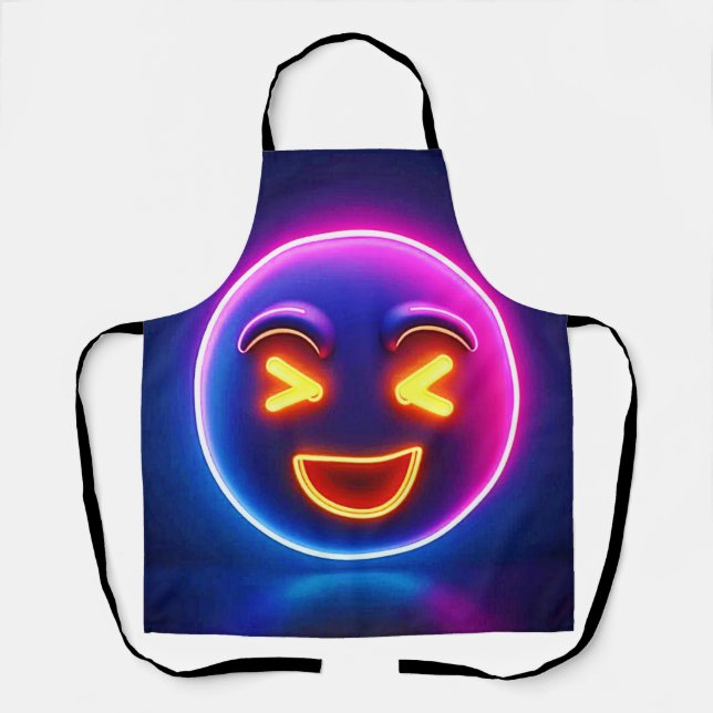 Neon Laughing Emoji Joy Apron (Front)