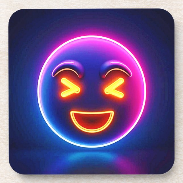 Neon Laughing Emoji Joy Coaster (Front)