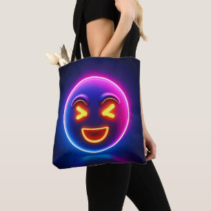 Neon Laughing Emoji Joy Tote Bag