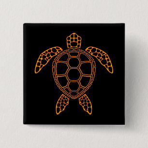 Neon Lava Sea Turtle Design 15 Cm Square Badge