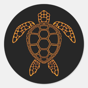 Neon Lava Sea Turtle Design Classic Round Sticker