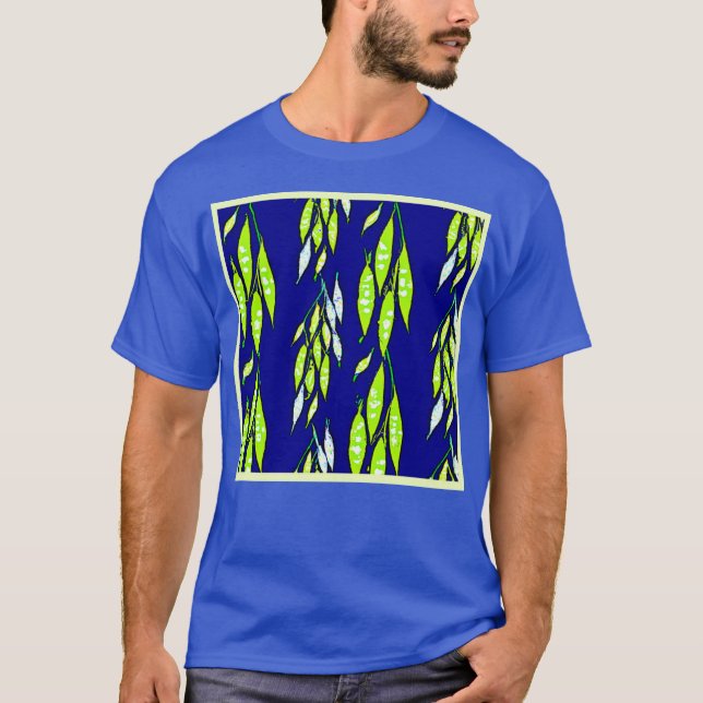Neon Leaf Branch Pattern T-Shirt (Front)
