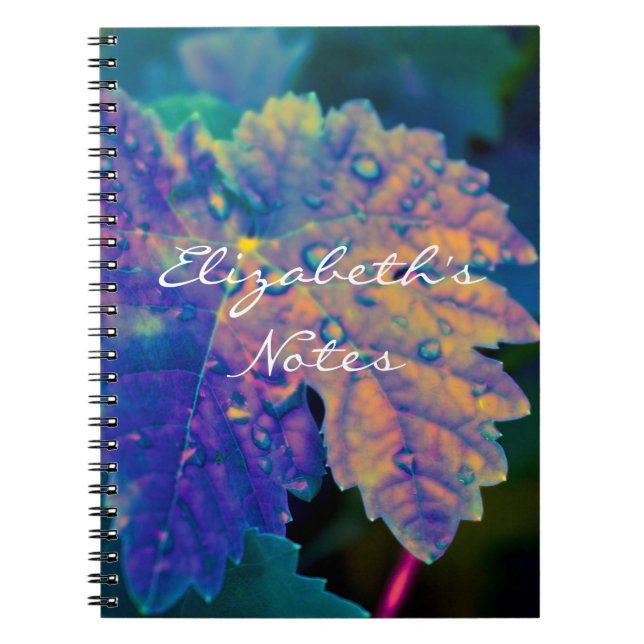 Neon Leaf Fine Art Photography Colourful Notebook (Front)