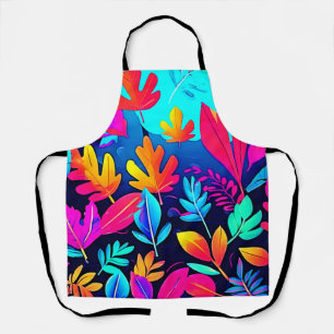Neon Leaf Paradise Art Apron