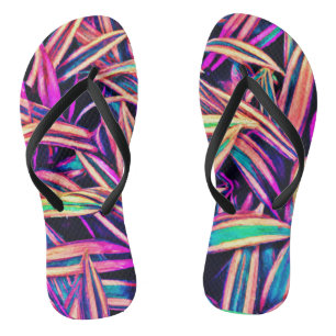 Neon Leaf Patterns Unveiled Thongs