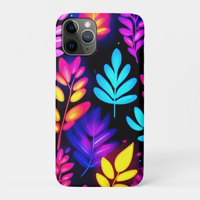Neon Leaves Abstract Pattern Case-Mate iPhone Case (Back)