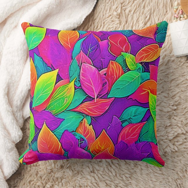 Neon Leaves: Cartoon Flow Cushion (Blanket)