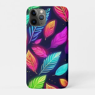 Neon Leaves in Vibrant Glow Art iPhone 11 Pro Case