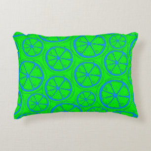 Neon Lemon Slice Boho Chic Decorative Cushion