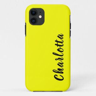Neon Lemon Solid Colour   Custom Personalise iPhone 11 Case