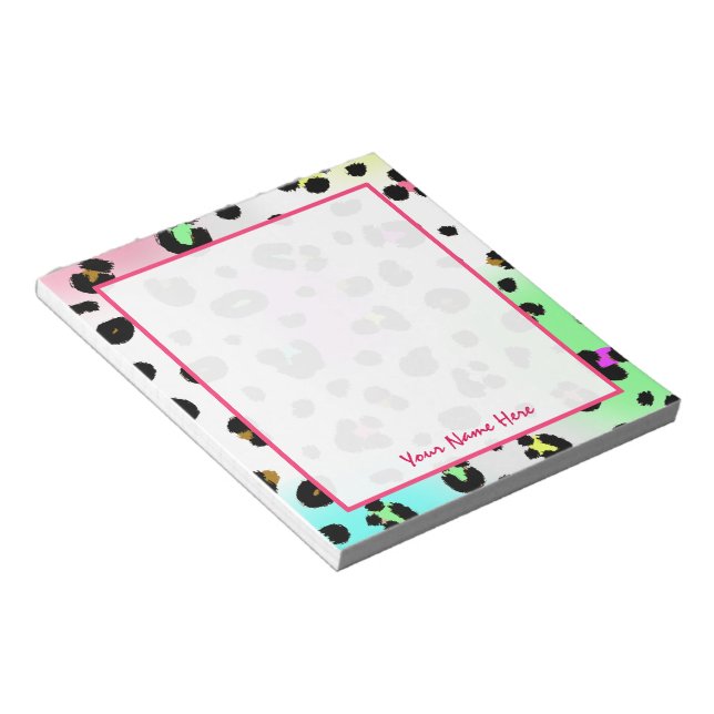 Neon Leopard Personalised Notepad (Angled)