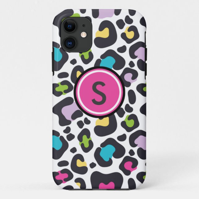 Neon Leopard Print iPhone Case (Back)