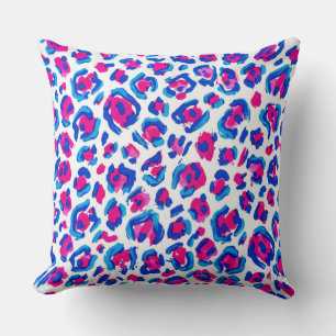 Neon Leopard Print Pattern Cushion