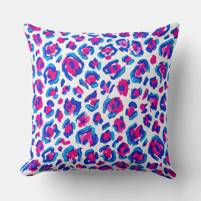 Neon Leopard Print Pattern Cushion (Front)