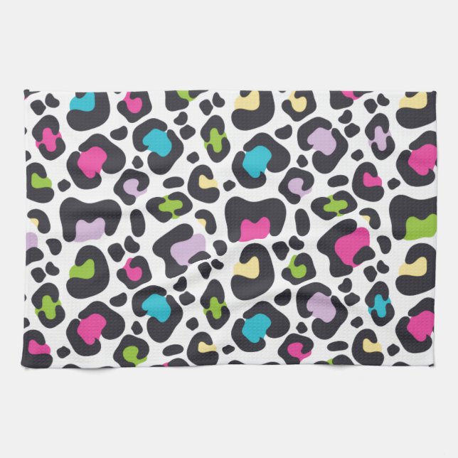 Neon Leopard Print Tea Towel (Horizontal)
