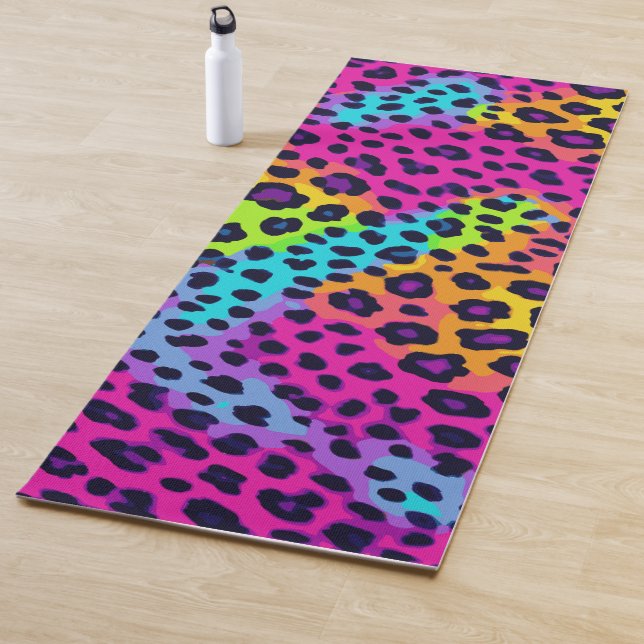 Neon Leopard Print Yoga Mat (In Situ)