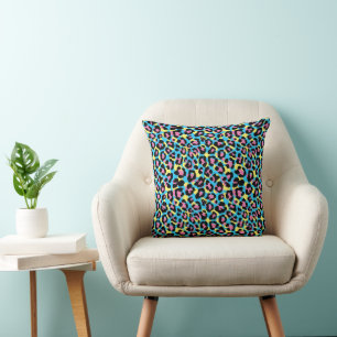 Neon Leopard Spots Pattern Cushion