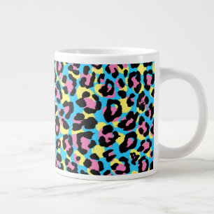 Neon Leopard Spots Pattern Large Coffee Mug