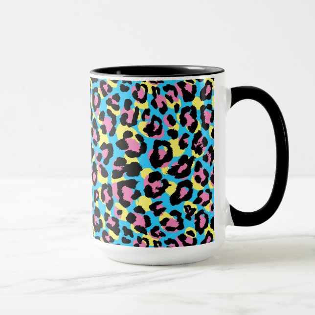 Neon Leopard Spots Pattern Mug (Right)