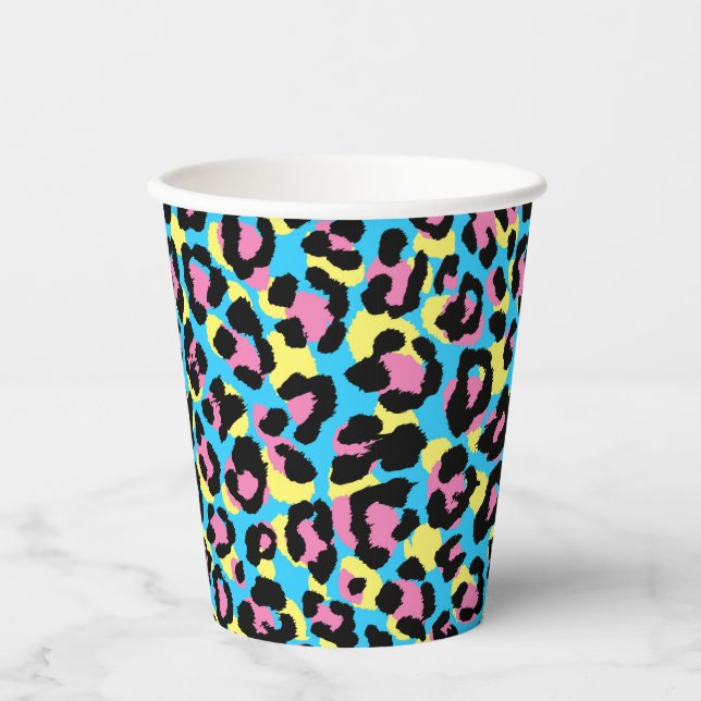 Neon Leopard Spots Pattern Paper Cups (Front)