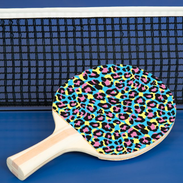 Neon Leopard Spots Pattern Ping Pong Paddle (Insitu)