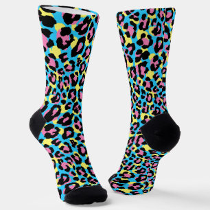 Neon Leopard Spots Pattern Socks