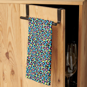 Neon Leopard Spots Pattern Tea Towel